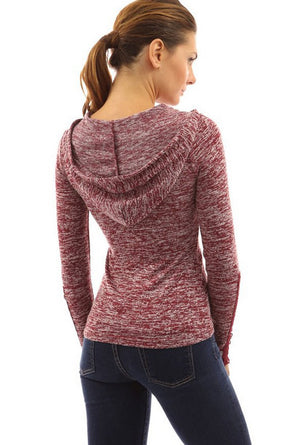 Women's Fashion Long Sleeve Round Hoodie Pink T-Shirt Tops Sweater