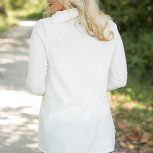 Women's Fashion Long Sleeve Round Collar White T-Shirt Tops Sweater