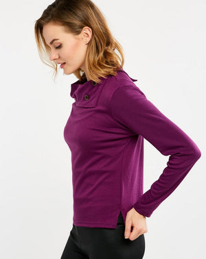 Women's Fashion Long Sleeve Round Collar Burgundy T-Shirt Tops Sweater