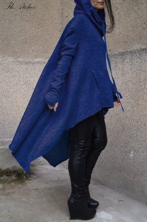 Celino Women's Blue Long Sleeve O Neck Full Collar Sweater