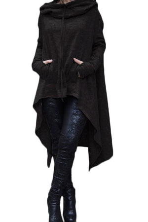 Celino Women's Black Long Sleeve O Neck Collar Hoodie  Sweater