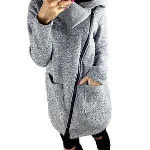 Celino Women's Gray Long Sleeve Round Collar Hoodie T-Shirt Sweater