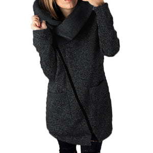 Celino Women's Black Long Sleeve Round Collar Hoodie T-Shirt Sweater