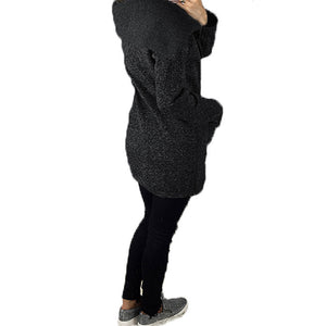 Celino Women's Black Long Sleeve Round Collar Hoodie T-Shirt Sweater