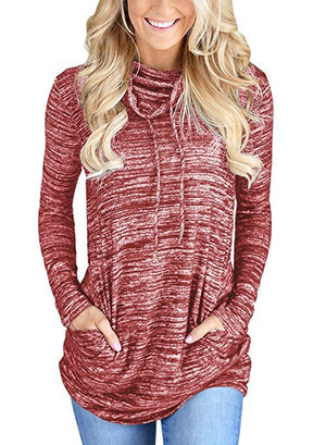 Women's Fashion Long Sleeve Round Collar Hoodie T-Shirt Tops Sweater