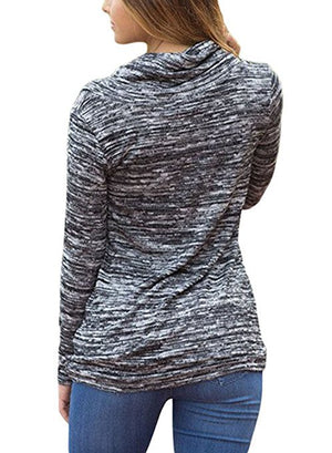 Women's Fashion Long Sleeve Round Collar Hoodie Gray T-Shirt Tops Sweater