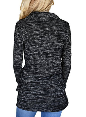 Copy of Women's Fashion Long Sleeve Round Collar Hoodie Black T-Shirt Tops Sweater