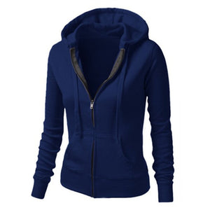 Celino Women's Blue Long Sleeve Hoodies Zipper Sweat-Shirt Sweater