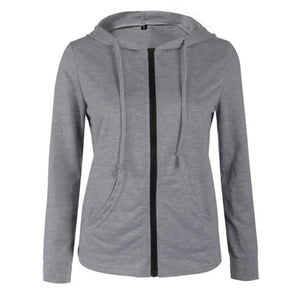Celino Women's Grey Long Sleeve Hoodies Zipper Sweat-Shirt Sweater