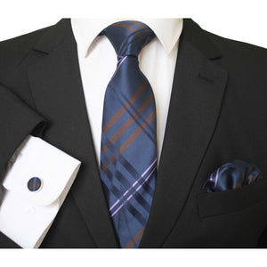 Celino Turkish Silk Necktie Set with Cufflinks & Handkerchief Pocket Square