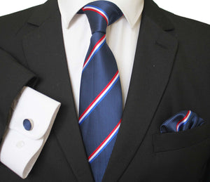 Celino Multi Color Stripes Silk Necktie with Cufflinks & Pocket Square for Men