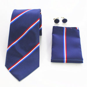 Celino Multi Color Stripes Silk Necktie with Cufflinks & Pocket Square for Men