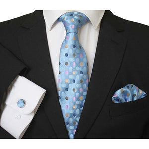 Celino Multi Color Silk Necktie with Cufflinks & Pocket Square for Men
