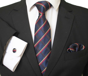 Celino Classic Stripes Silk Tie Set Woven Necktie for Men Made In Europe