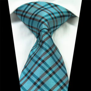 Celino Men's Teal Black Check Silk Multi Color Neck tie neckties Premium Turkey Made