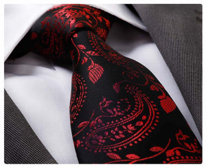 Designer Silk Floral Necktie with Matching Cufflinks & Pocket Square Set for Men