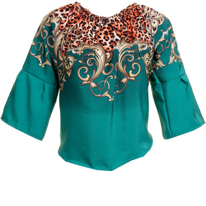 Multi-Color Long Sleeve Off the Shoulder Blouse for Women - Going Out Turquoise Tops for Ladies
