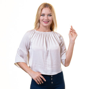 White Long Sleeve Off the Shoulder Blouse for Women - Going Out Tops for Ladies