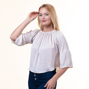 White Long Sleeve Off the Shoulder Blouse for Women - Going Out Tops for Ladies