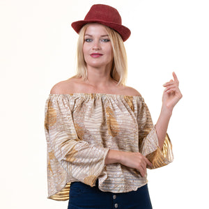 Celino European Made Casual Tops 3/4 Sleeve Off Shoulder Blouse for Women