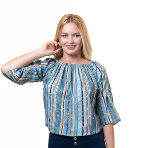 Multicolor Long Sleeve Off the Shoulder Blouse for Women - Going Out Lining Style Tops for Ladies