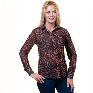 Leopard  Button Up Shirts for Women - Floral Long Sleeve Cotton Shirts for Formal & Casual