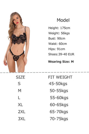 Deep Purple Strappy Womens Transparent Lace Bra and Panty Sets - 2 Piece Matching Lingerie Set for
