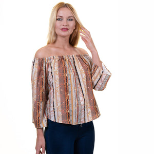 Multicolor Long Sleeve Off the Shoulder Blouse for Women - Going Out Tops for Ladies
