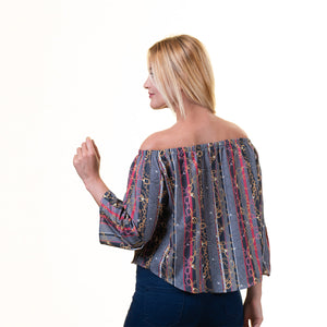 Celino European Made Printed Tops Long Sleeve Off Shoulder Blouse for Women