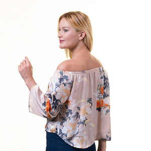 Celino European Made Floral Off Shoulder Blouse Shirt Tops for Women