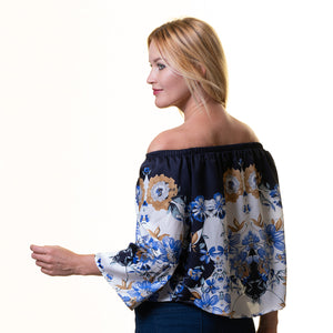 Celino European Made Floral Off Shoulder Blouse Shirt Tops for Women