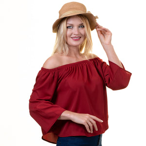 Celino European Made Casual Tops 3/4 Sleeve Off Shoulder Blouse for Women