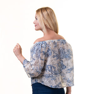 Celino European Made Floral Off Shoulder Blouse Shirt Tops for Women[